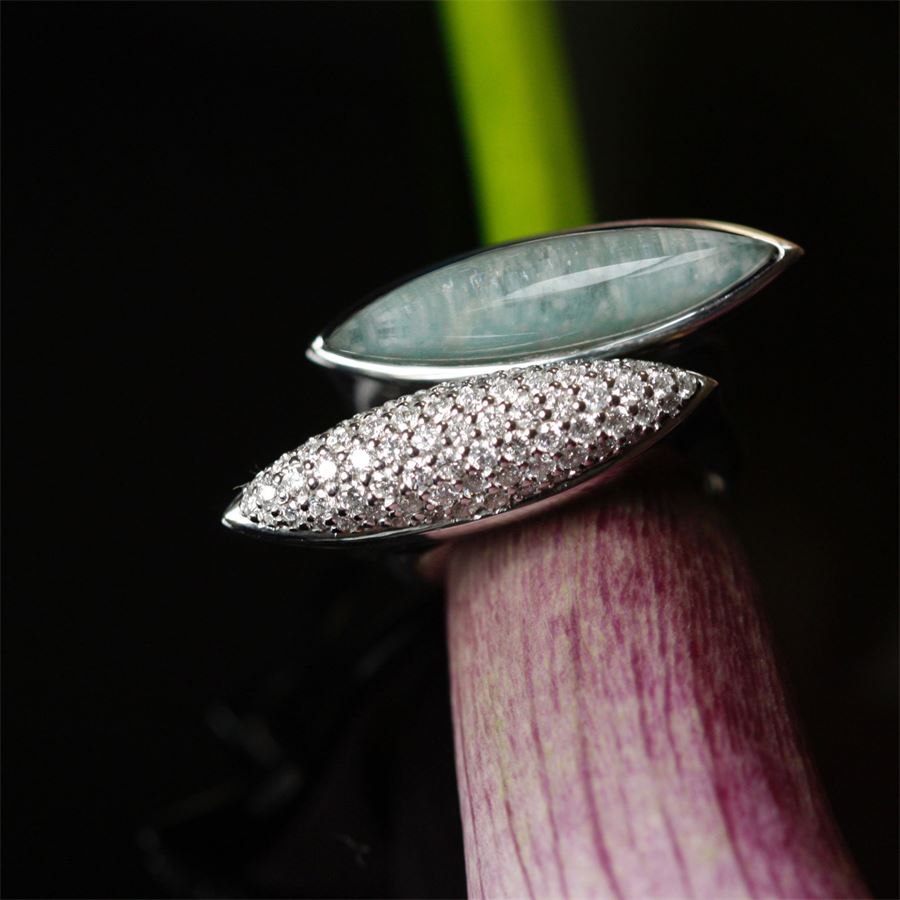 Anello Navetta con amazzonite AURUM | AN1 NAV ARGAMAZZONITE